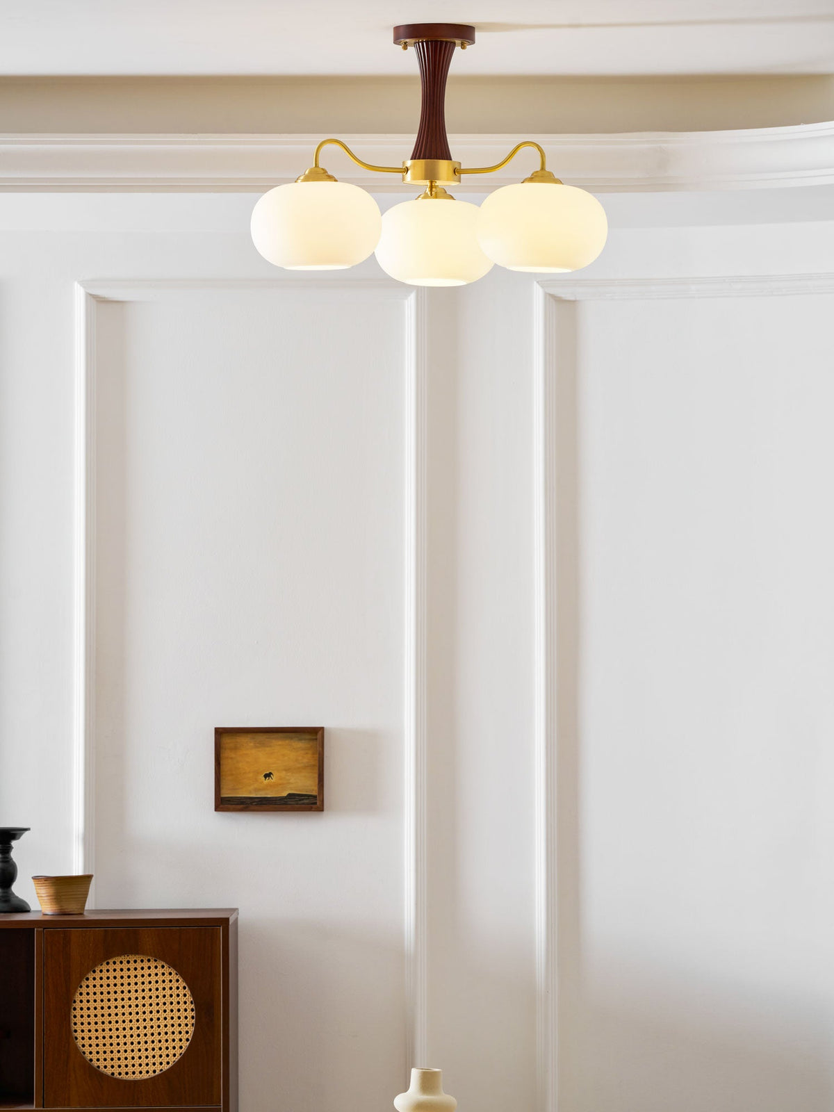 Brass Wooden Persimmon Chandelier