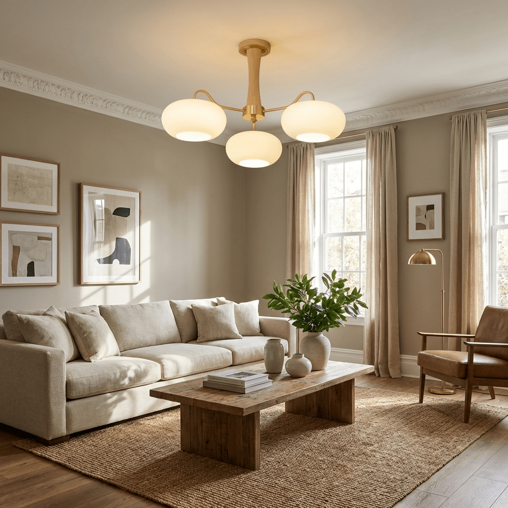 Brass Wooden Persimmon Chandelier