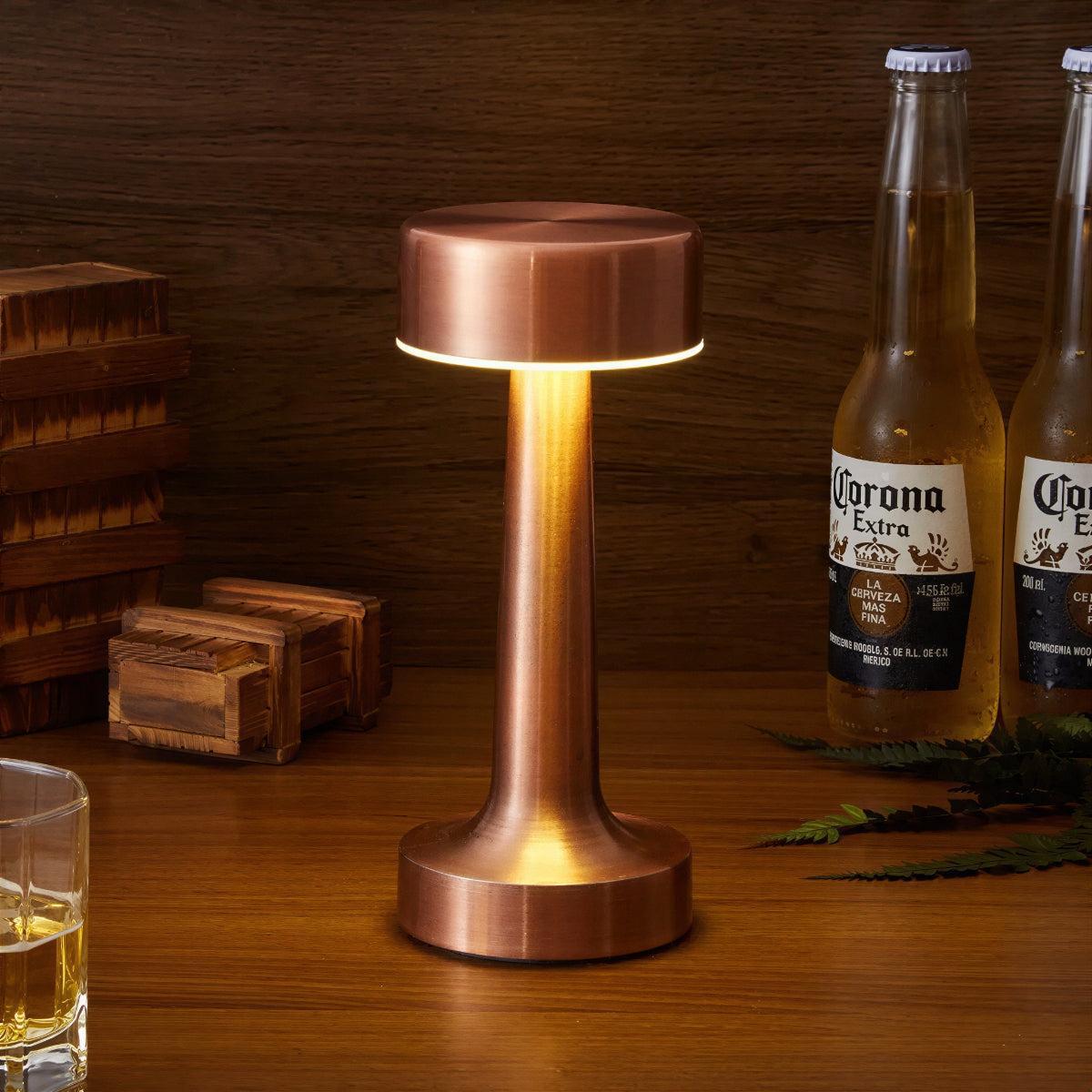 Cordless Bistro Table Lamp — Rechargeable Touch Dimming, 4 Shade Styles