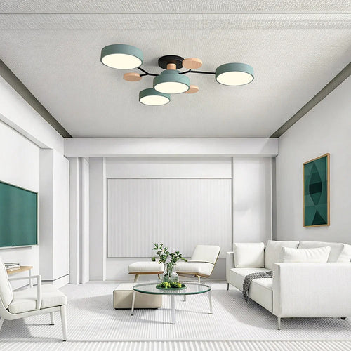Charlie | Contemporary Round Iron LED Semi-Flush Chandelier Ceiling Light