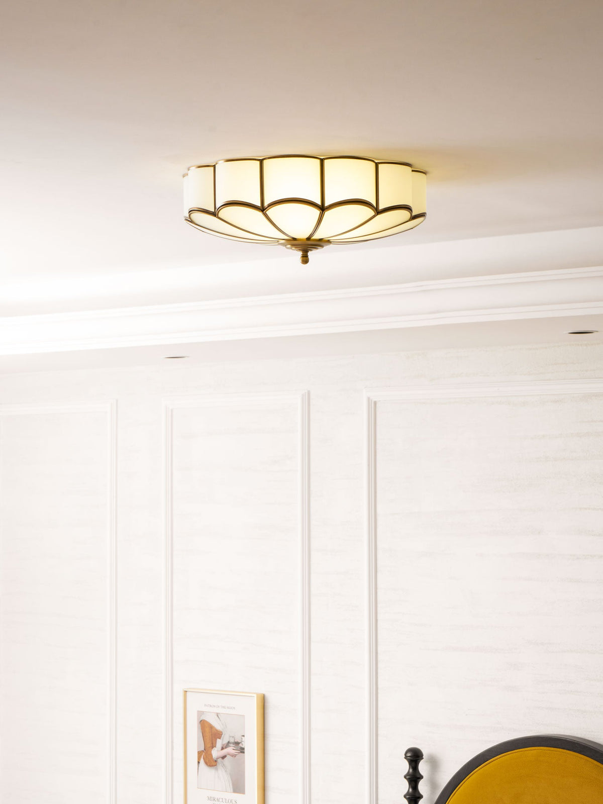 Valencia Frosted Glass Flower Semi-Flush Ceiling Light