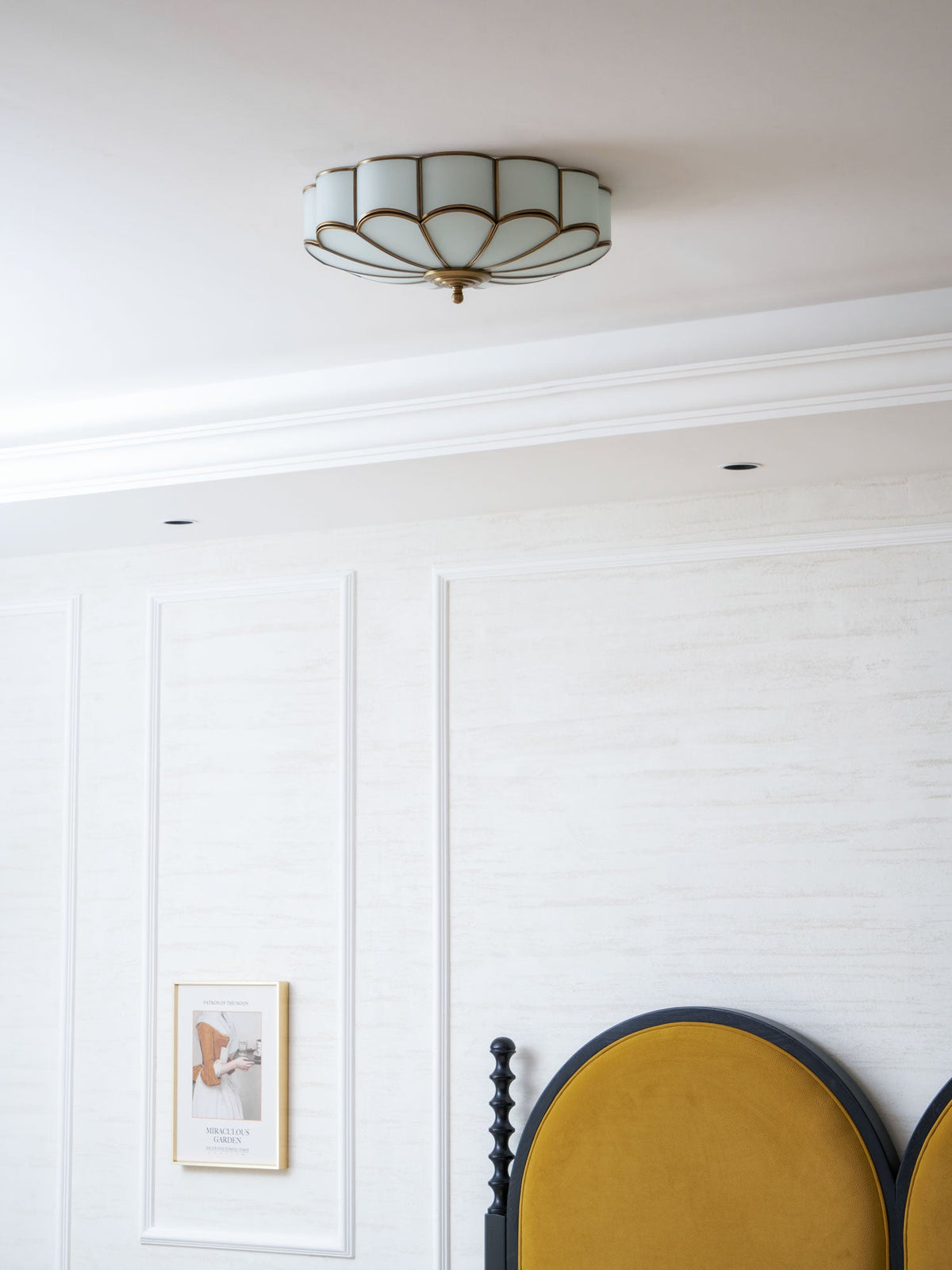 Valencia Frosted Glass Flower Semi-Flush Ceiling Light
