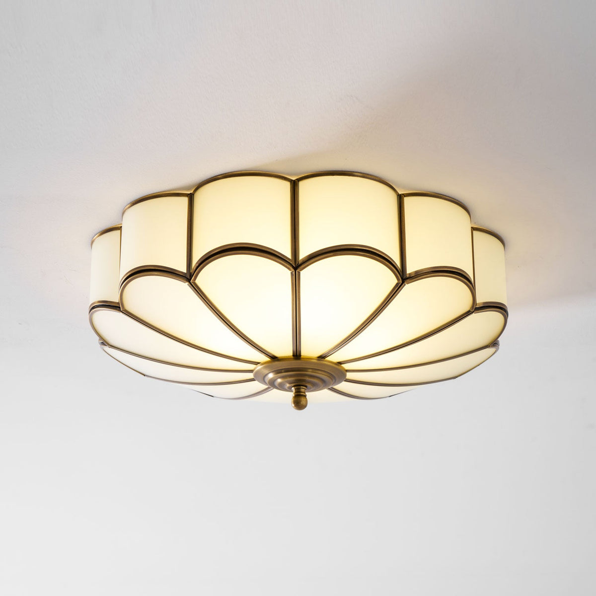 Valencia Frosted Glass Flower Semi-Flush Ceiling Light