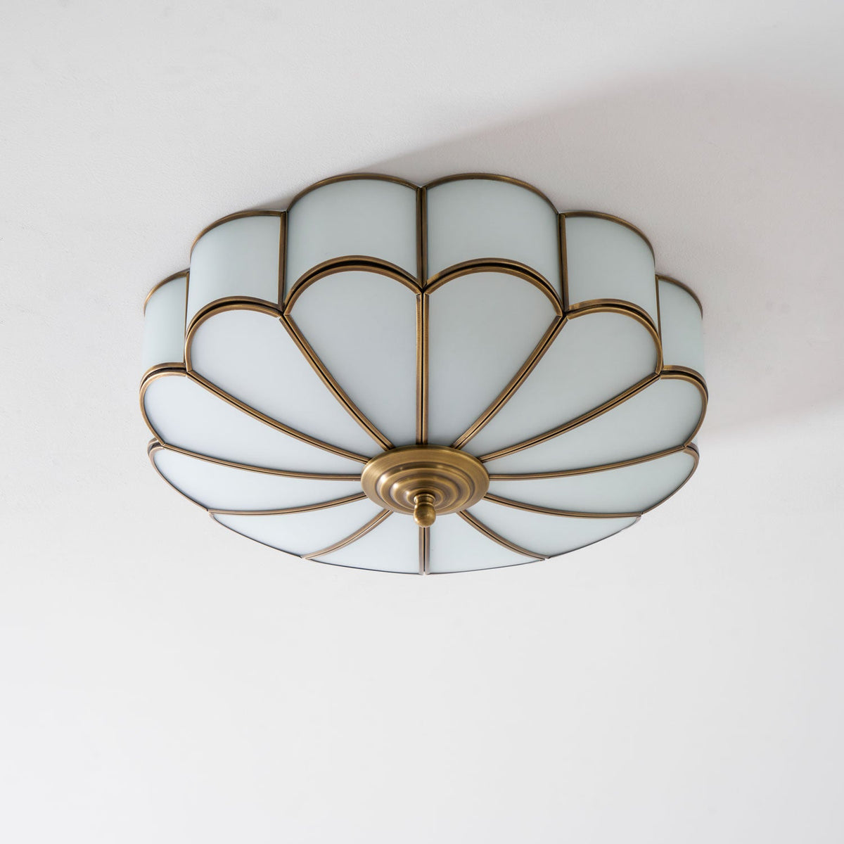 Valencia Frosted Glass Flower Semi-Flush Ceiling Light