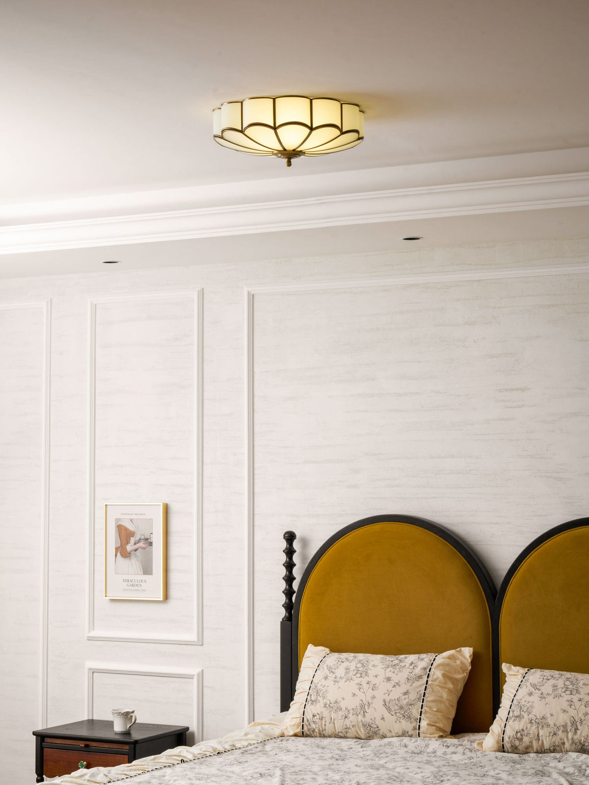 Valencia Frosted Glass Flower Semi-Flush Ceiling Light