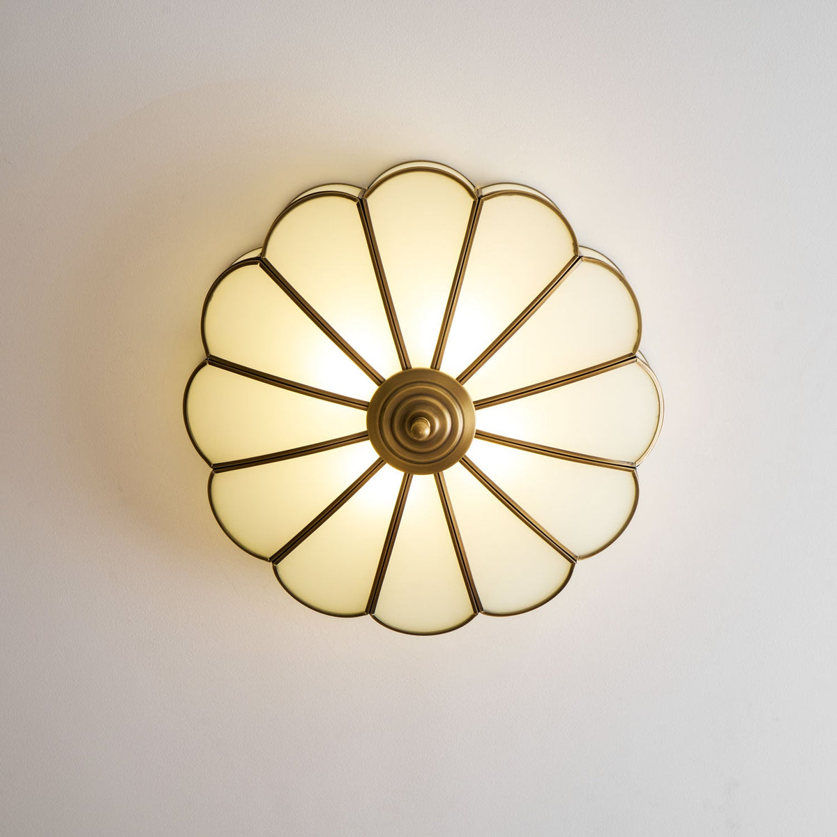 Valencia Frosted Glass Flower Semi-Flush Ceiling Light