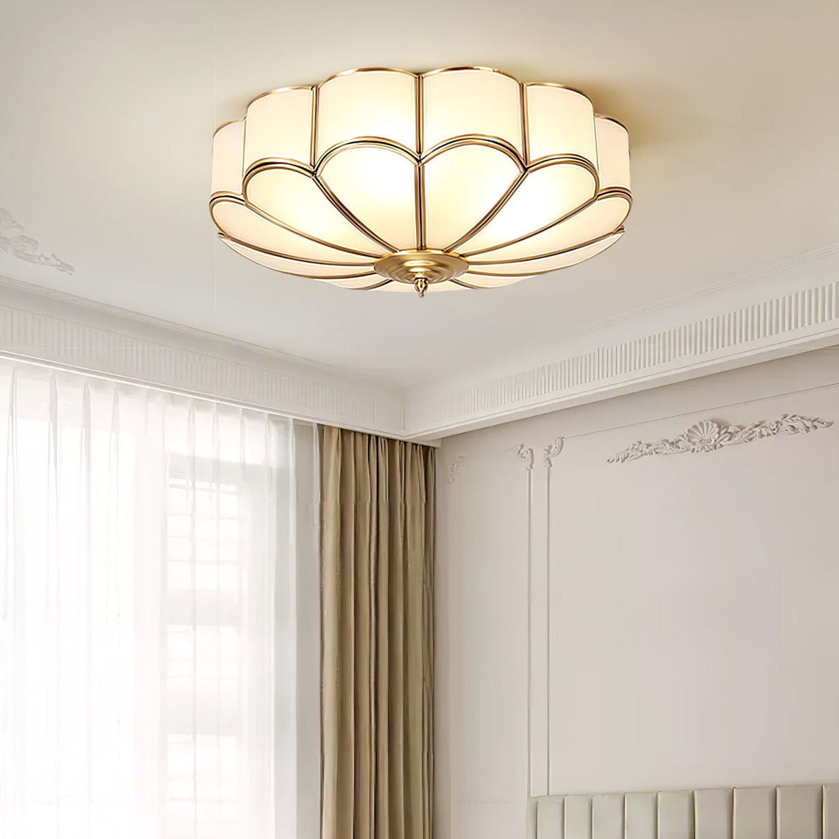 Valencia Frosted Glass Flower Semi-Flush Ceiling Light
