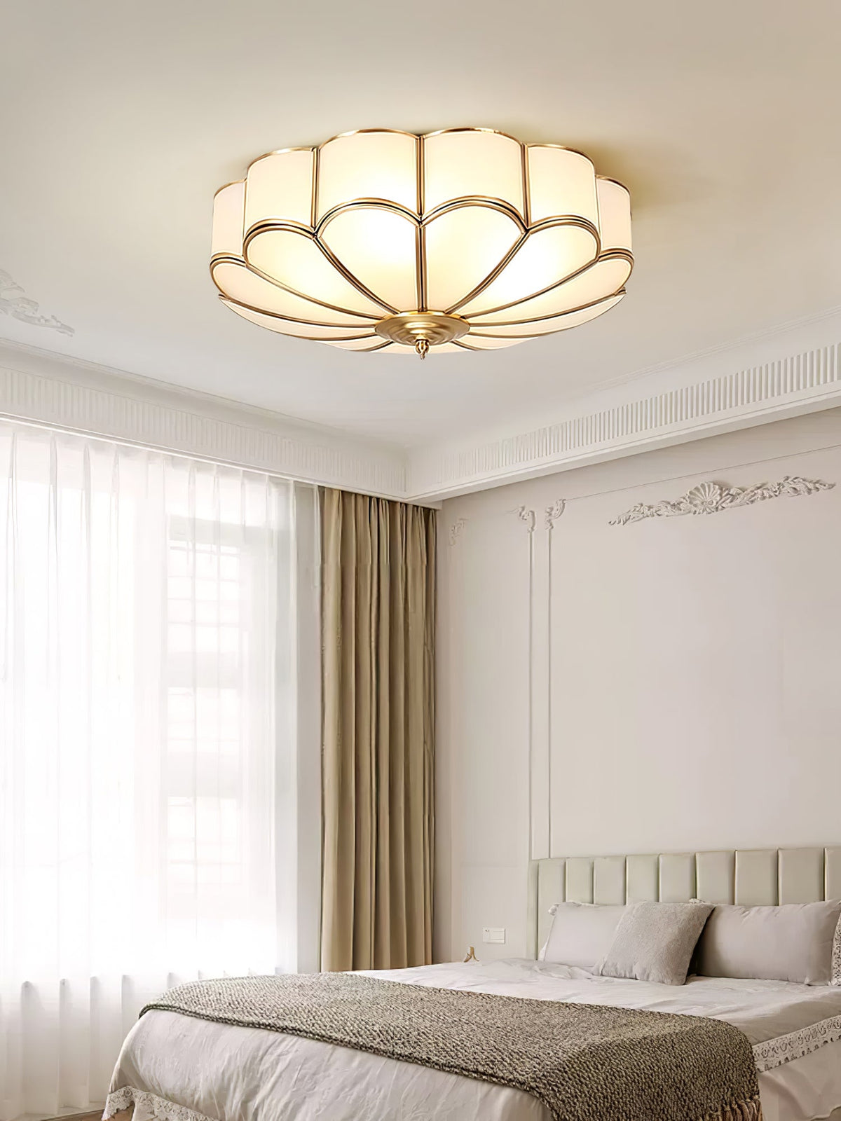 Valencia Frosted Glass Flower Semi-Flush Ceiling Light