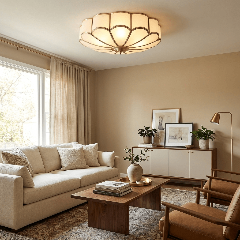 Valencia Frosted Glass Flower Semi-Flush Ceiling Light