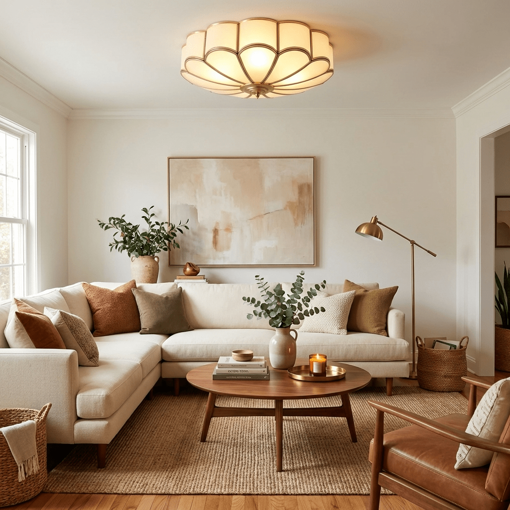 Valencia Frosted Glass Flower Semi-Flush Ceiling Light
