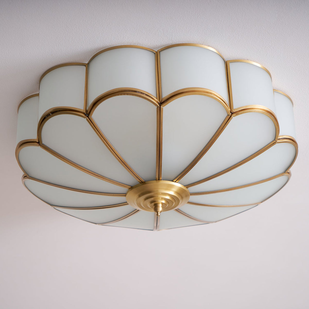 Valencia Frosted Glass Flower Semi-Flush Ceiling Light