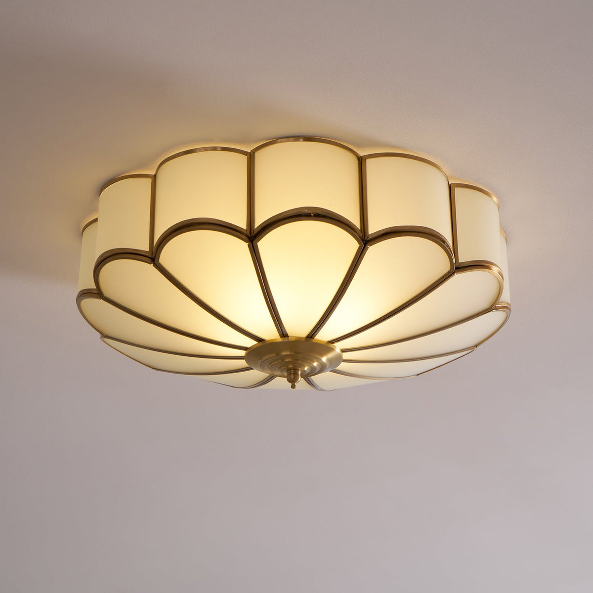 Valencia Frosted Glass Flower Semi-Flush Ceiling Light