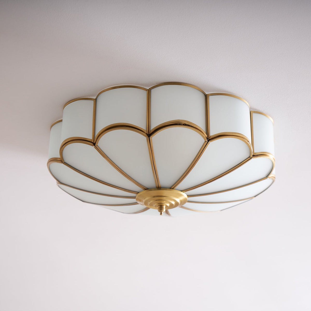 Valencia Frosted Glass Flower Semi-Flush Ceiling Light