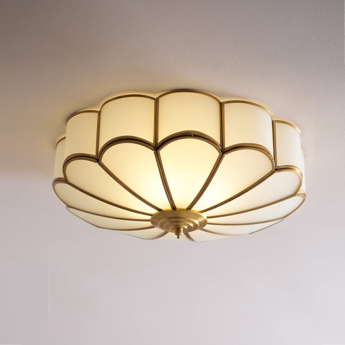 Valencia Frosted Glass Flower Semi-Flush Ceiling Light