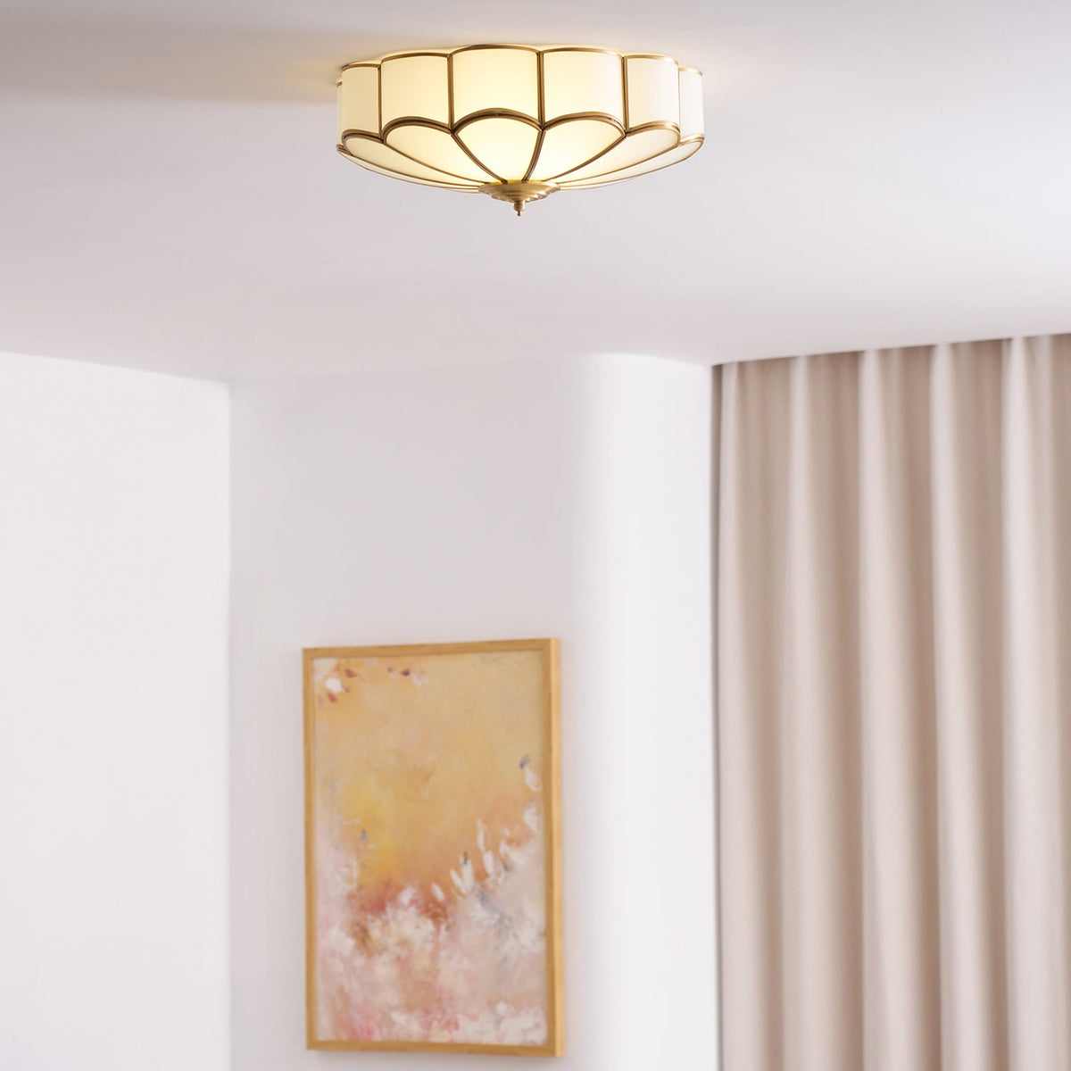 Valencia Frosted Glass Flower Semi-Flush Ceiling Light