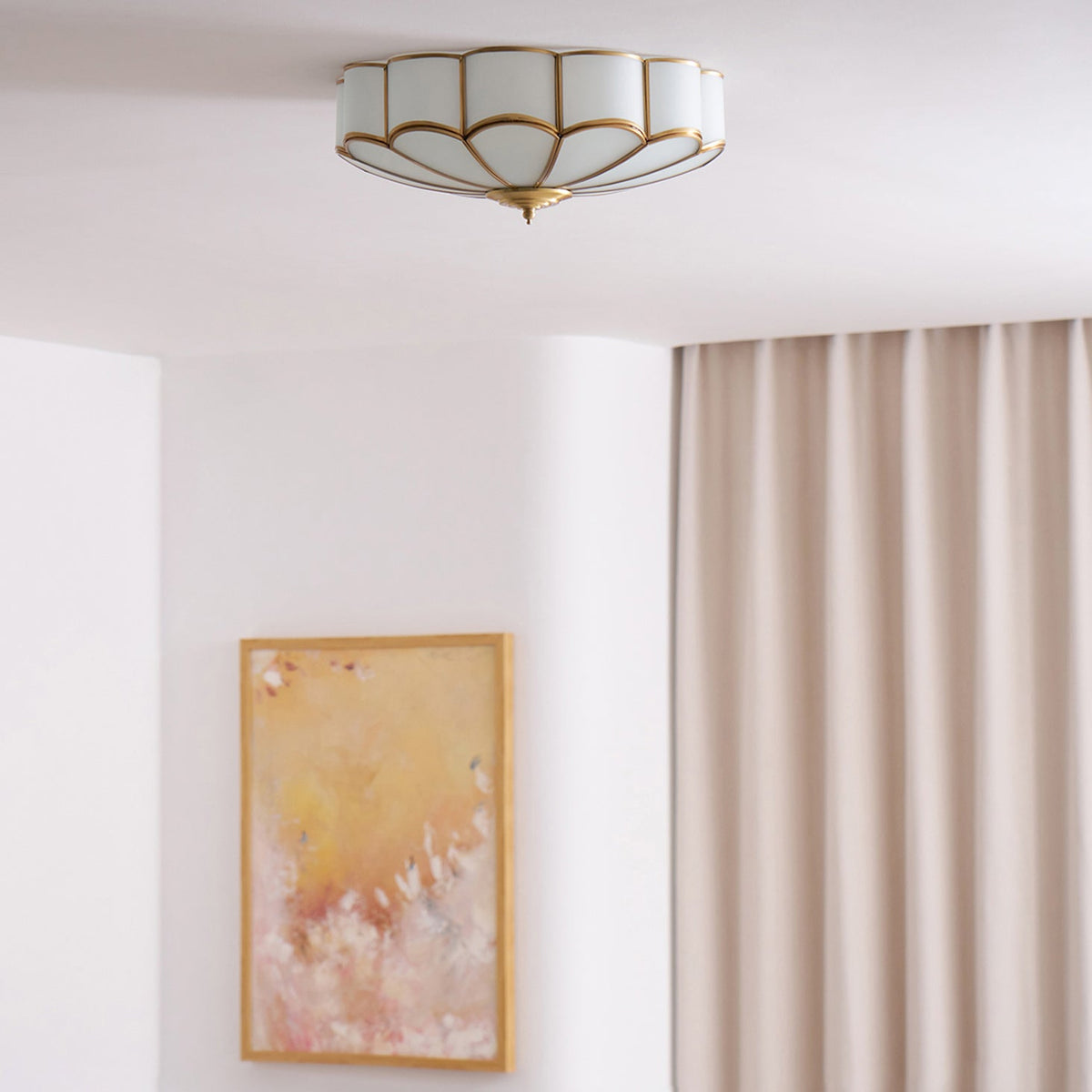 Valencia Frosted Glass Flower Semi-Flush Ceiling Light