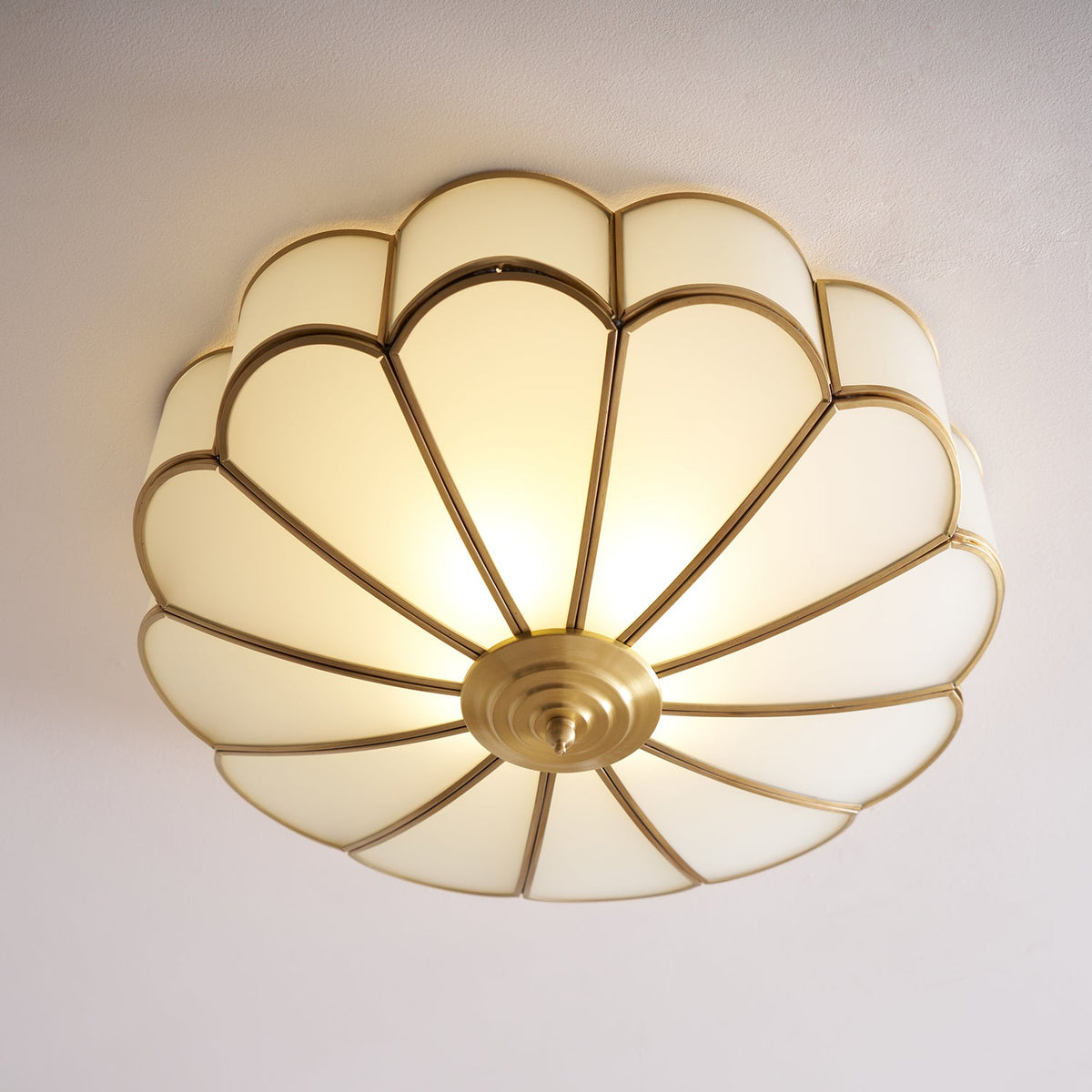 Valencia Frosted Glass Flower Semi-Flush Ceiling Light
