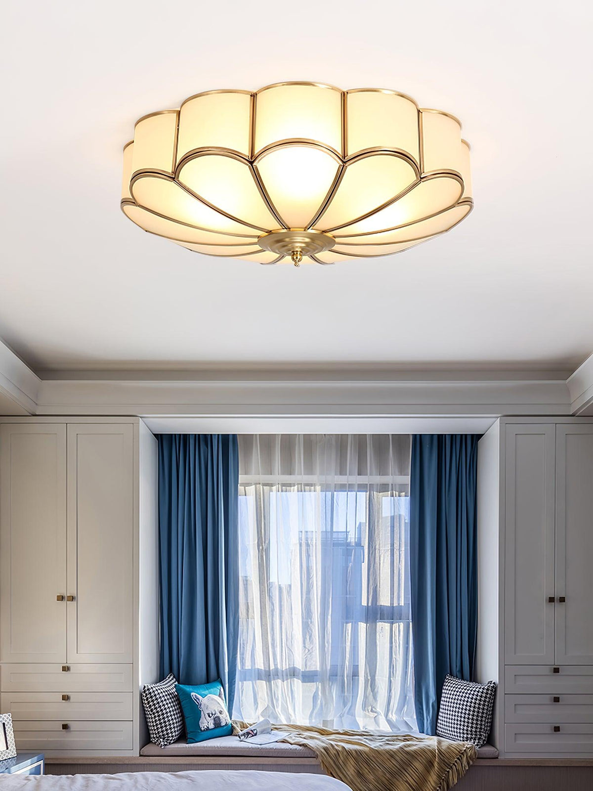 Valencia Frosted Glass Flower Semi-Flush Ceiling Light