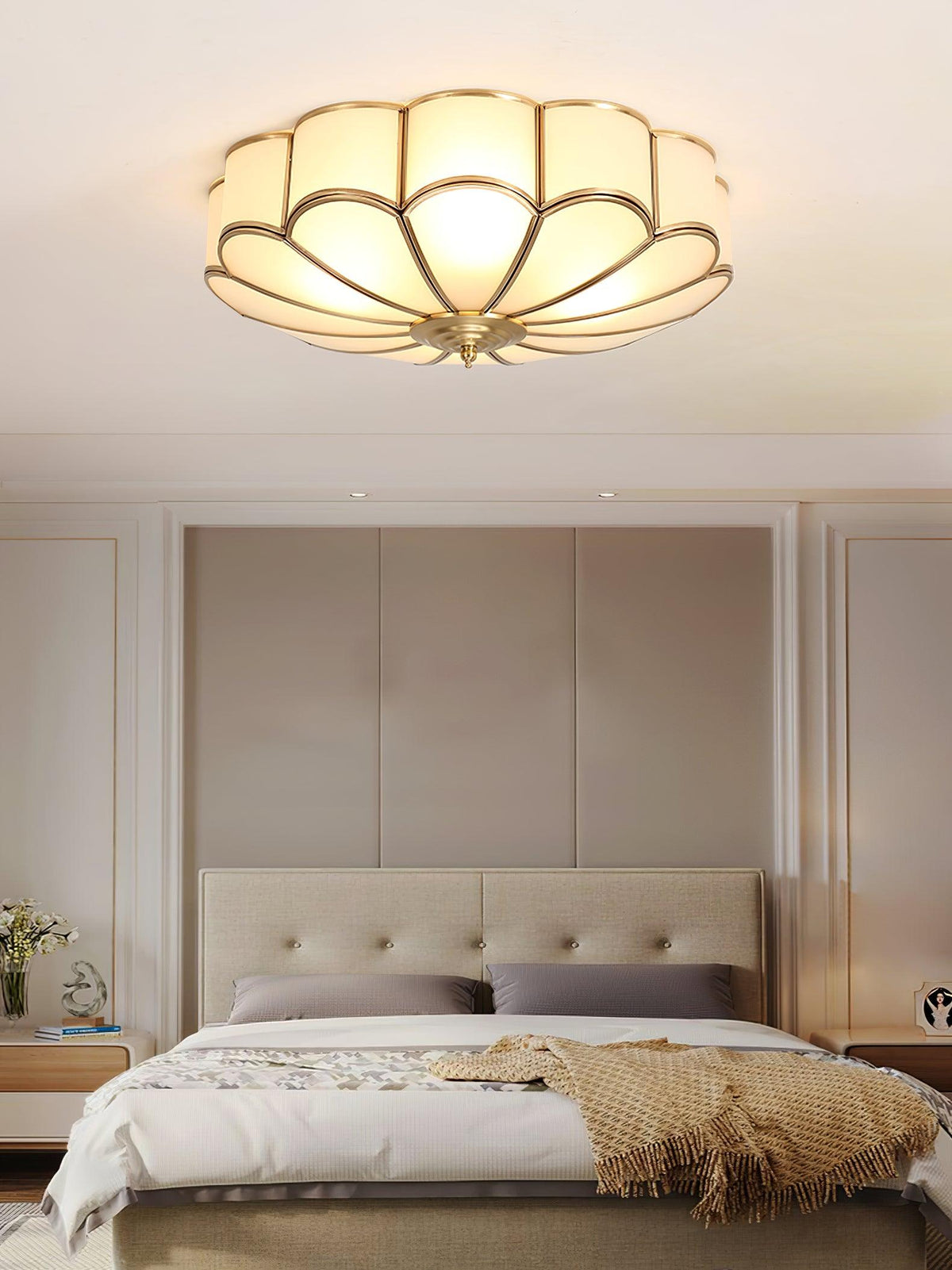 Valencia Frosted Glass Flower Semi-Flush Ceiling Light