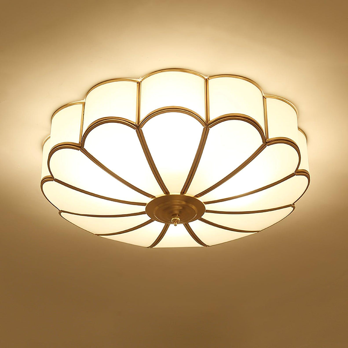 Valencia Frosted Glass Flower Semi-Flush Ceiling Light