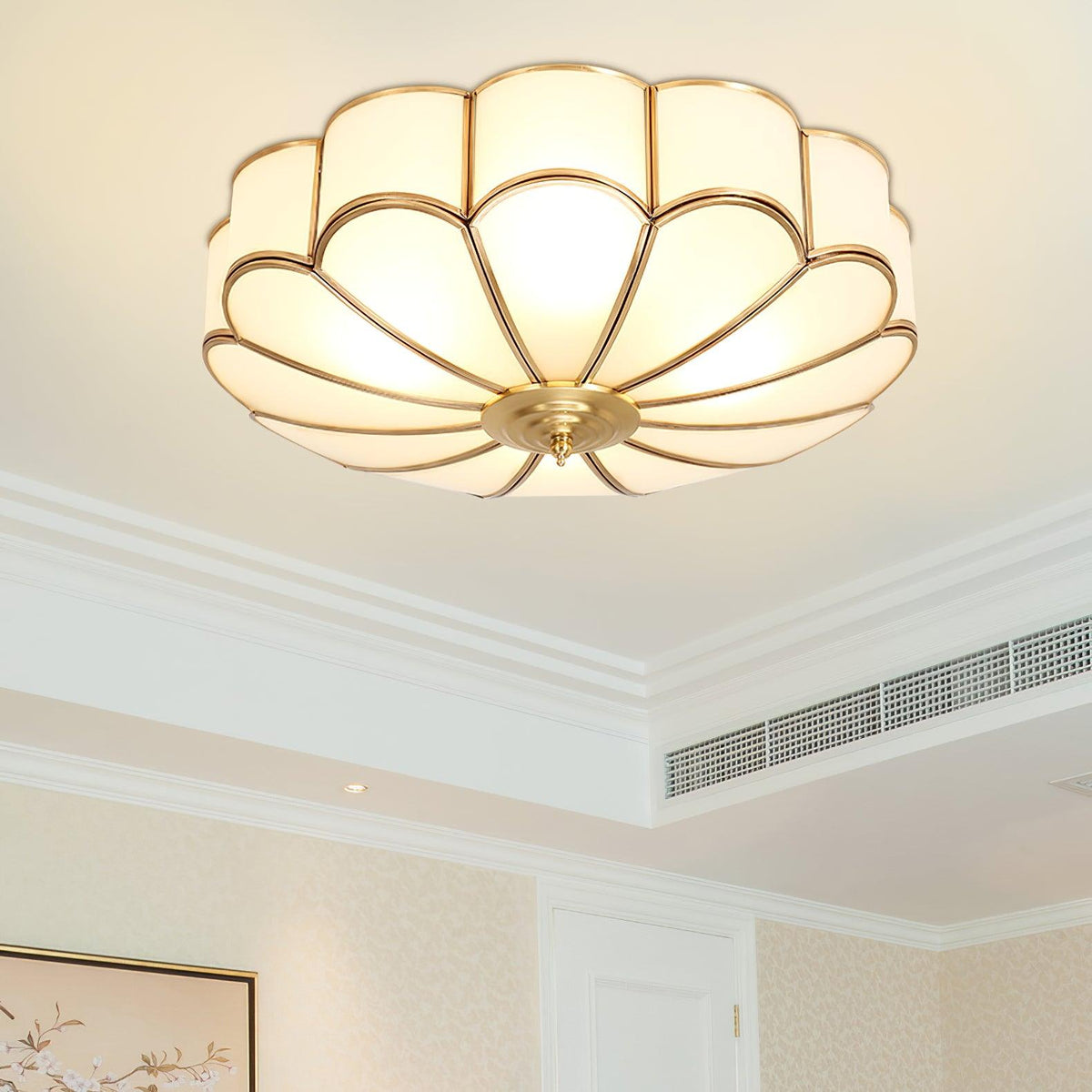 Valencia Frosted Glass Flower Semi-Flush Ceiling Light