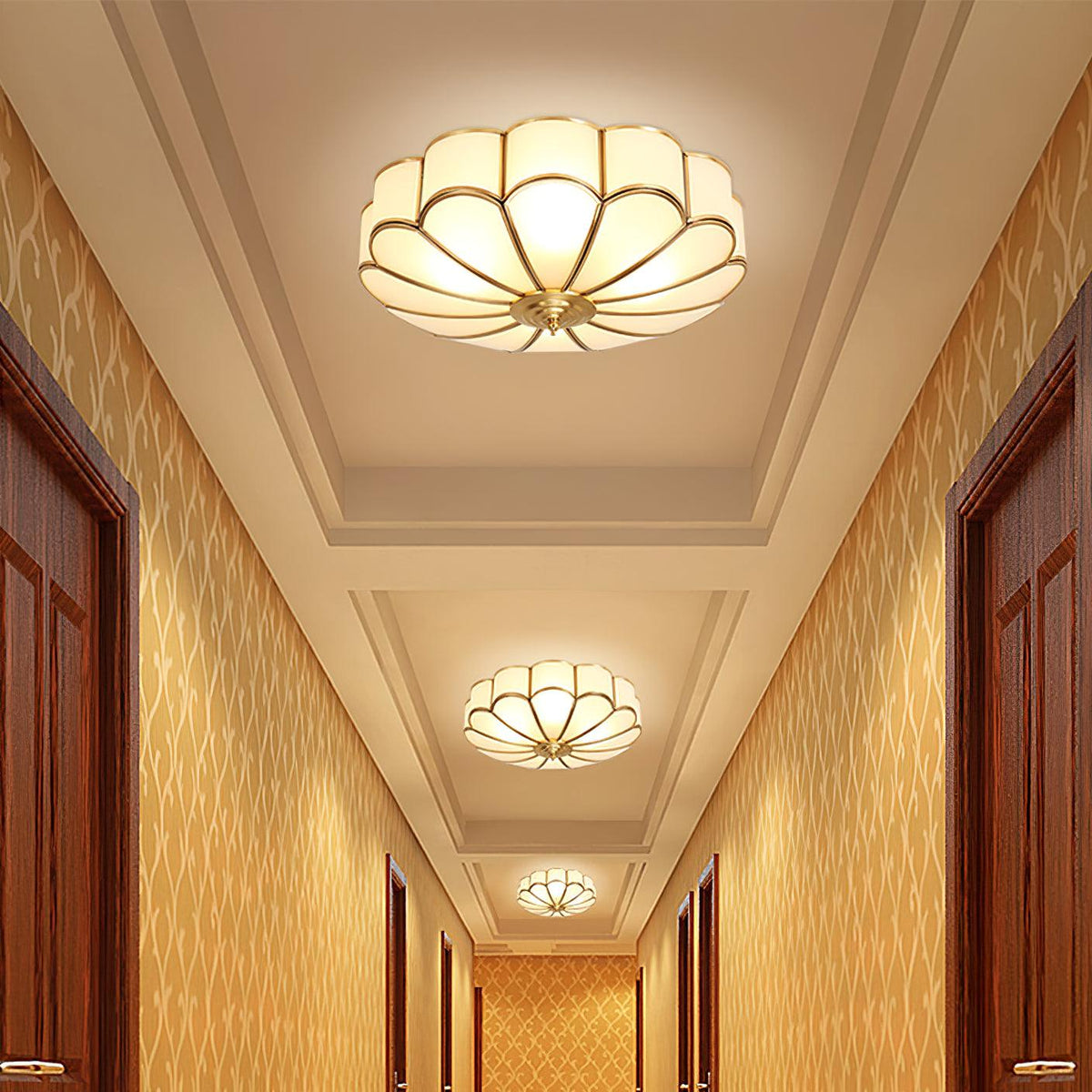 Valencia Frosted Glass Flower Semi-Flush Ceiling Light