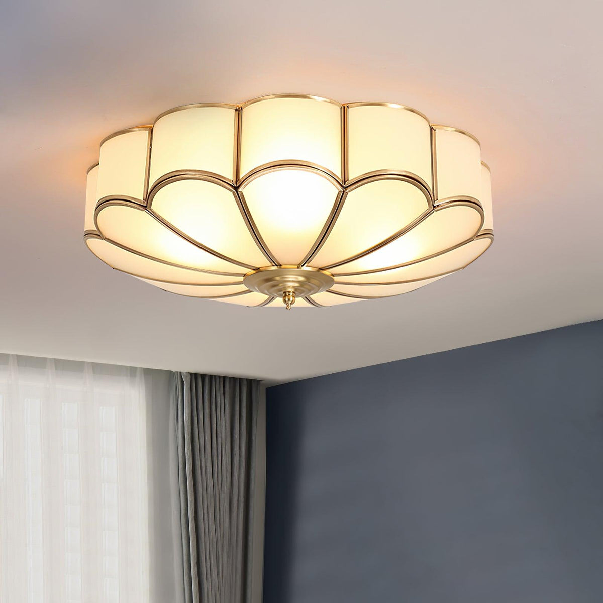 Valencia Frosted Glass Flower Semi-Flush Ceiling Light