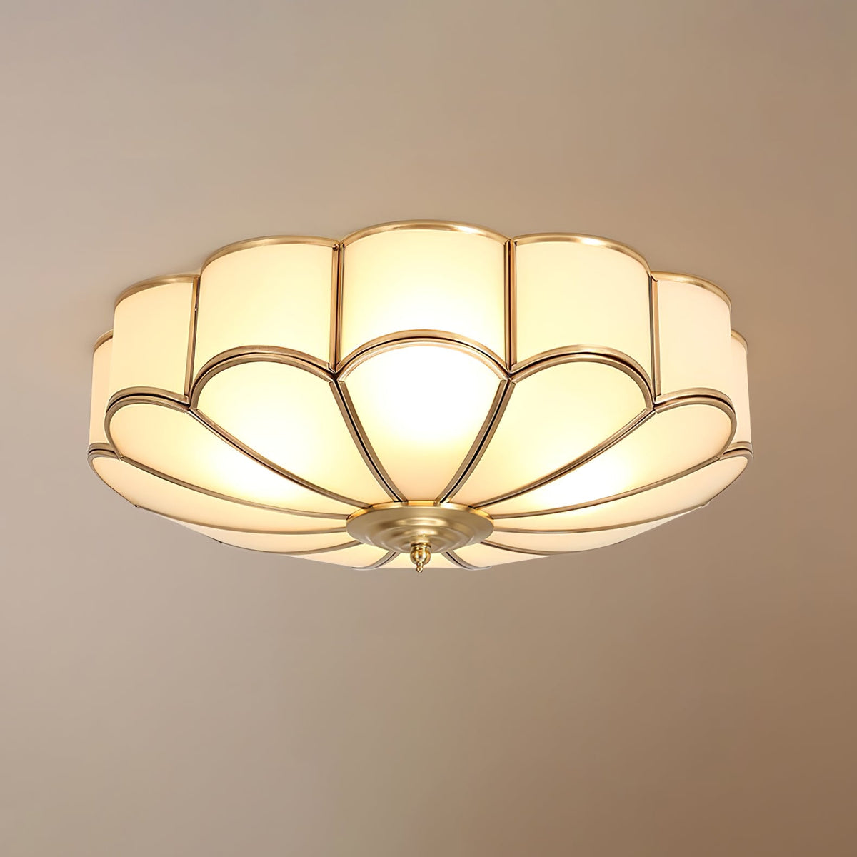Valencia Frosted Glass Flower Semi-Flush Ceiling Light