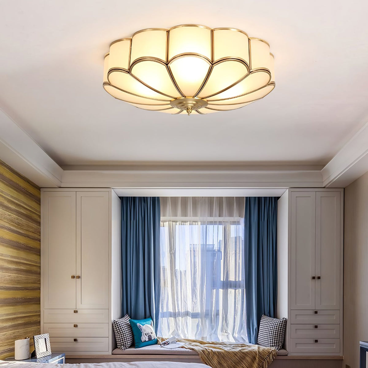 Valencia Frosted Glass Flower Semi-Flush Ceiling Light