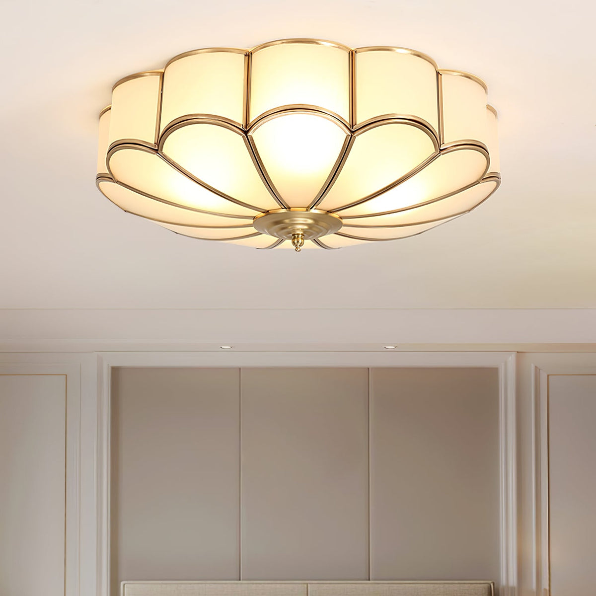 Valencia Frosted Glass Flower Semi-Flush Ceiling Light