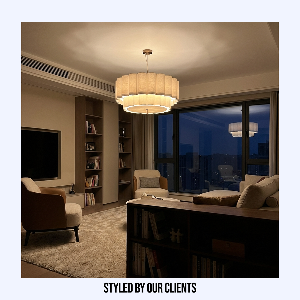 Japanese Natural Fabric Wabi Sabi Pendant Light