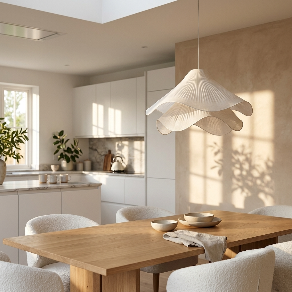 Japanese White Fabric Pendant Light