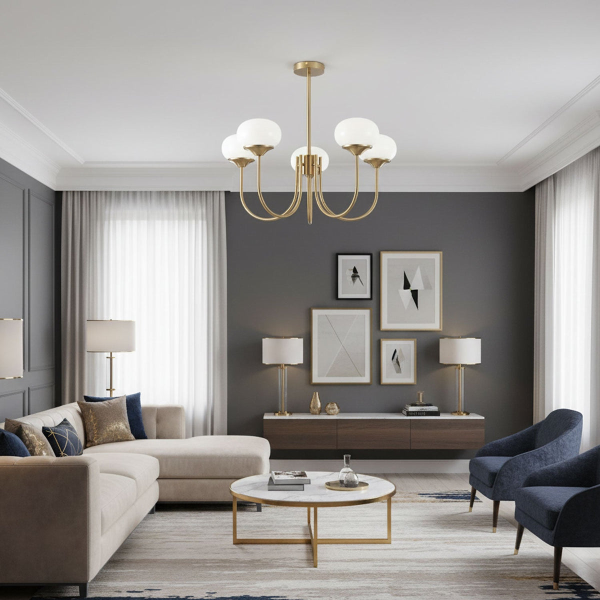 Modern Glass Globe Chandelier