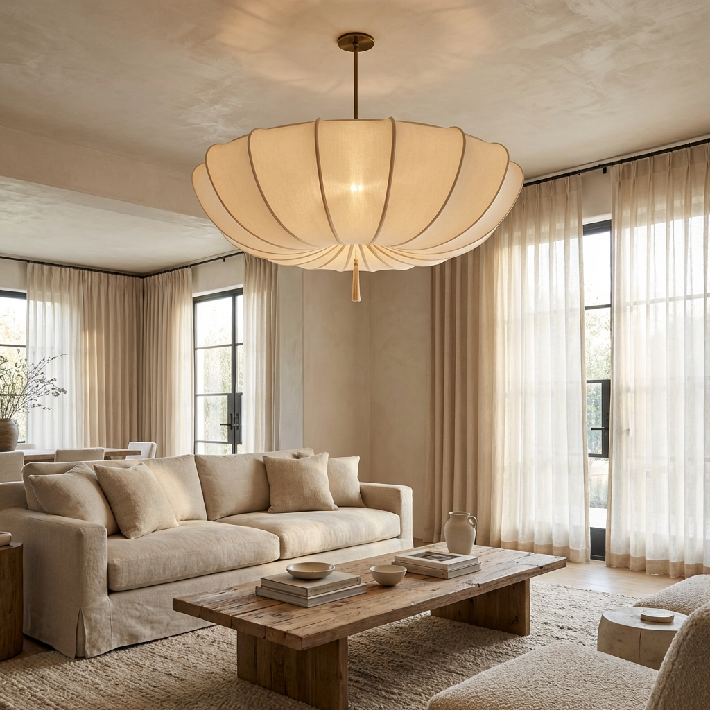 Japanese Fabric Wabi Sabi Pendant Light