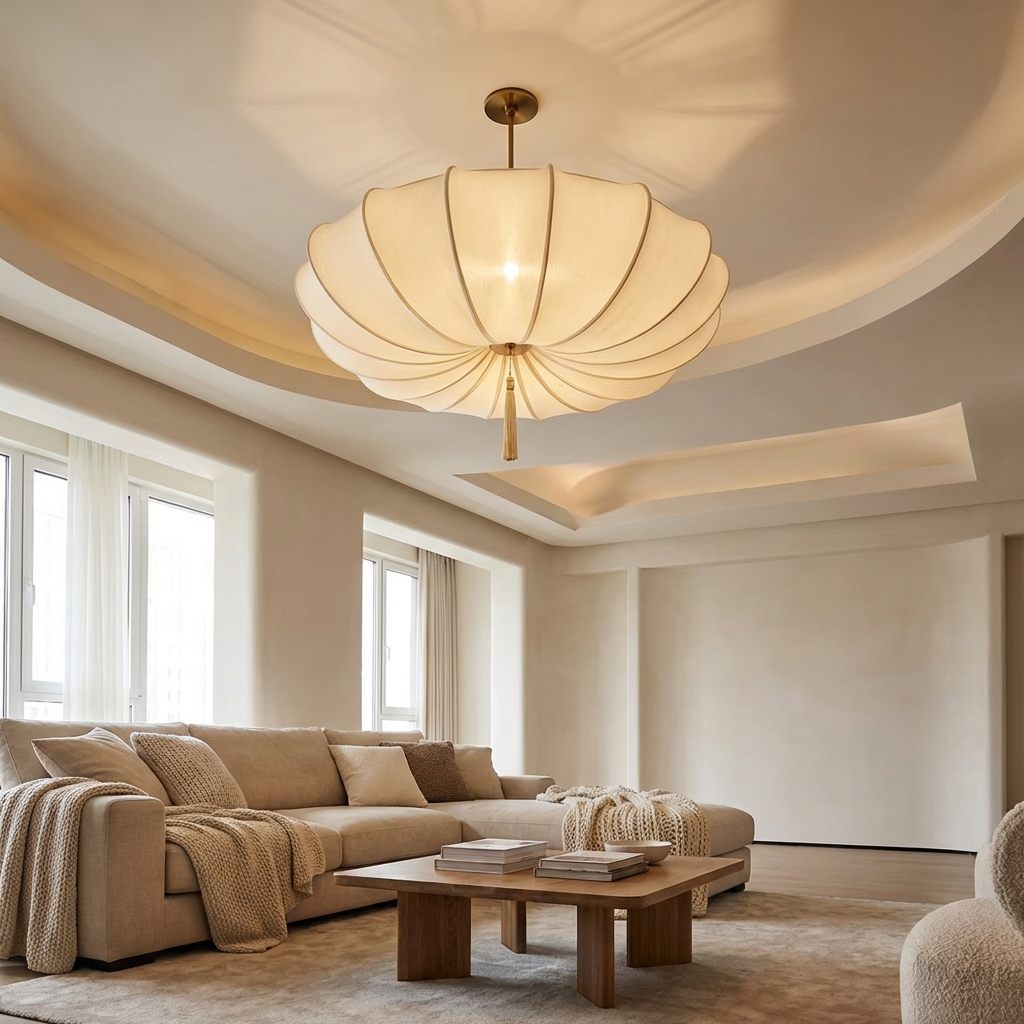 Japanese Fabric Wabi Sabi Pendant Light