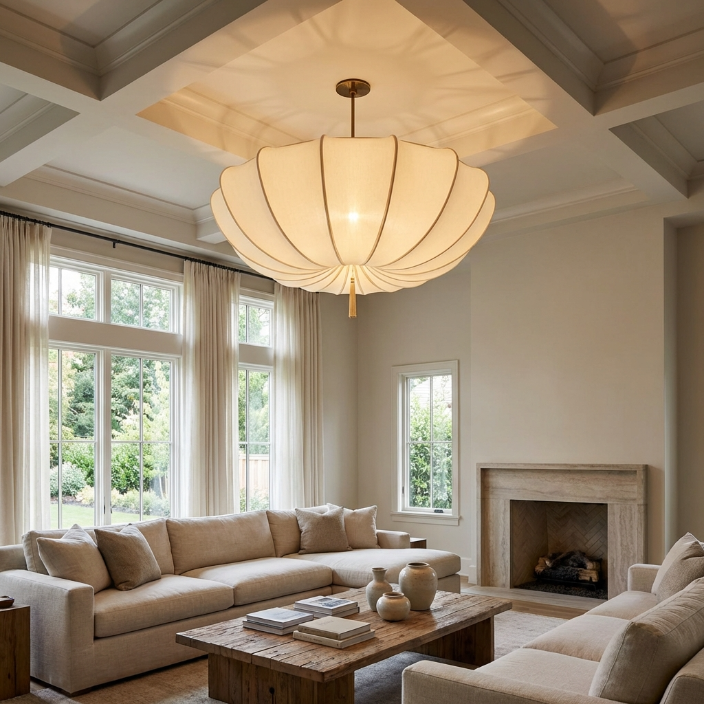 Japanese Fabric Wabi Sabi Pendant Light