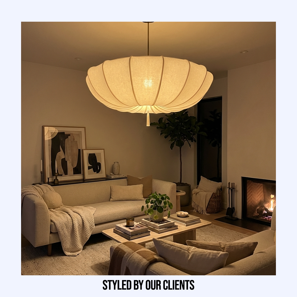 Japanese Fabric Wabi Sabi Pendant Light