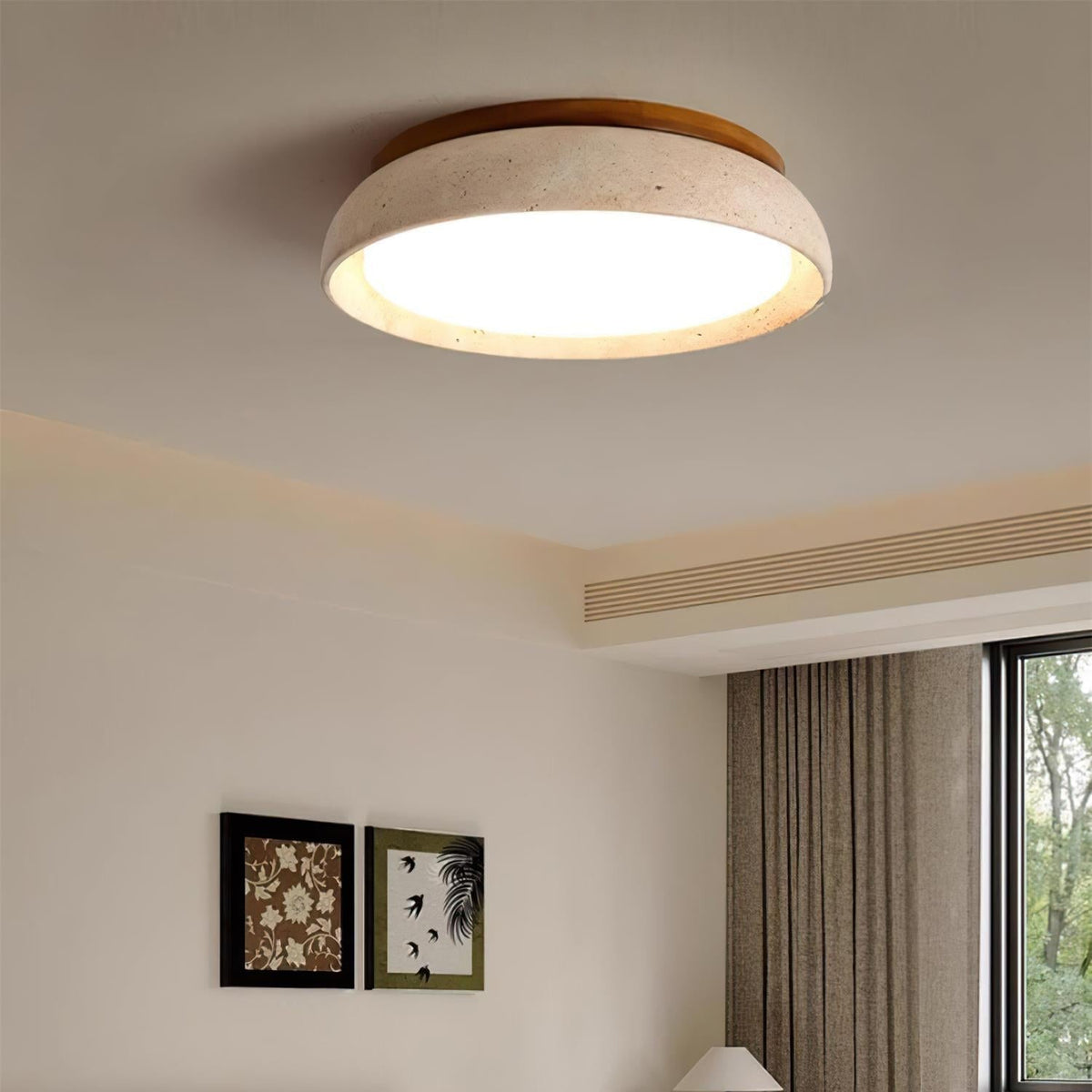 Carrara Travertine Stone Flush Mount Ceiling Light