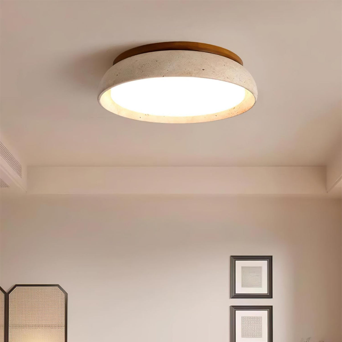 Carrara Travertine Stone Flush Mount Ceiling Light