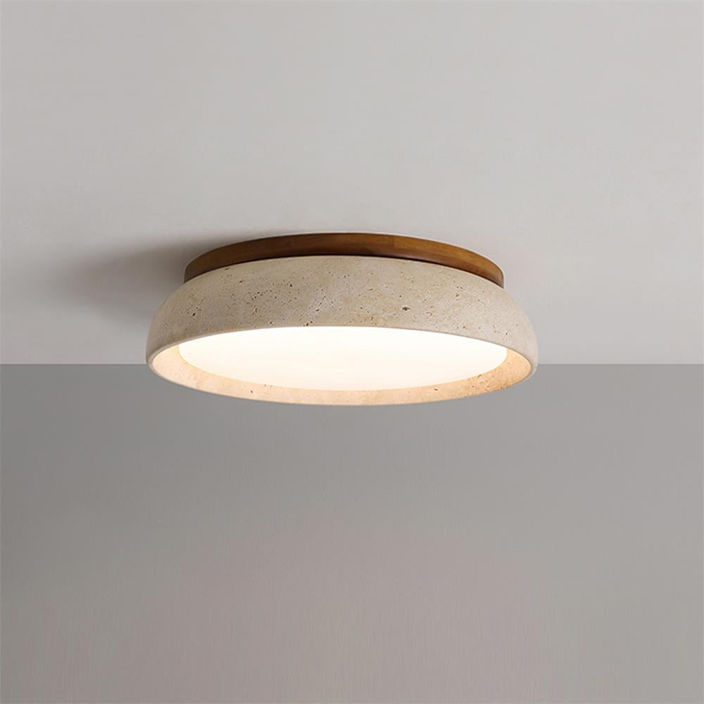 Carrara Travertine Stone Flush Mount Ceiling Light