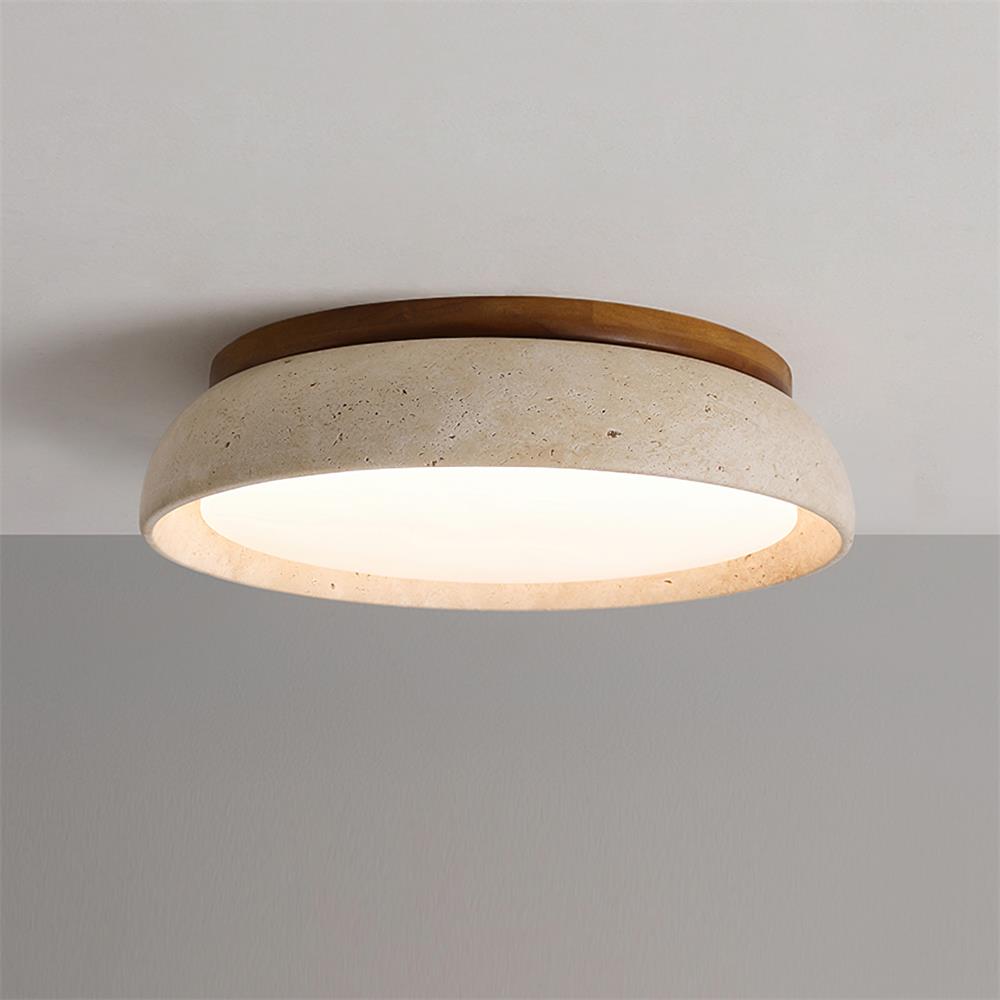 Carrara Travertine Stone Flush Mount Ceiling Light