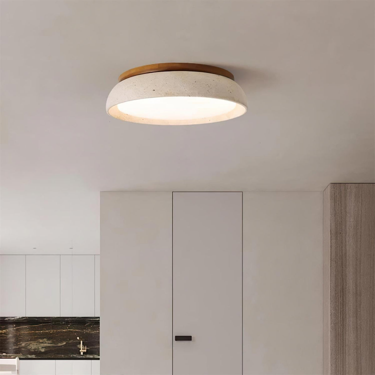 Carrara Travertine Stone Flush Mount Ceiling Light