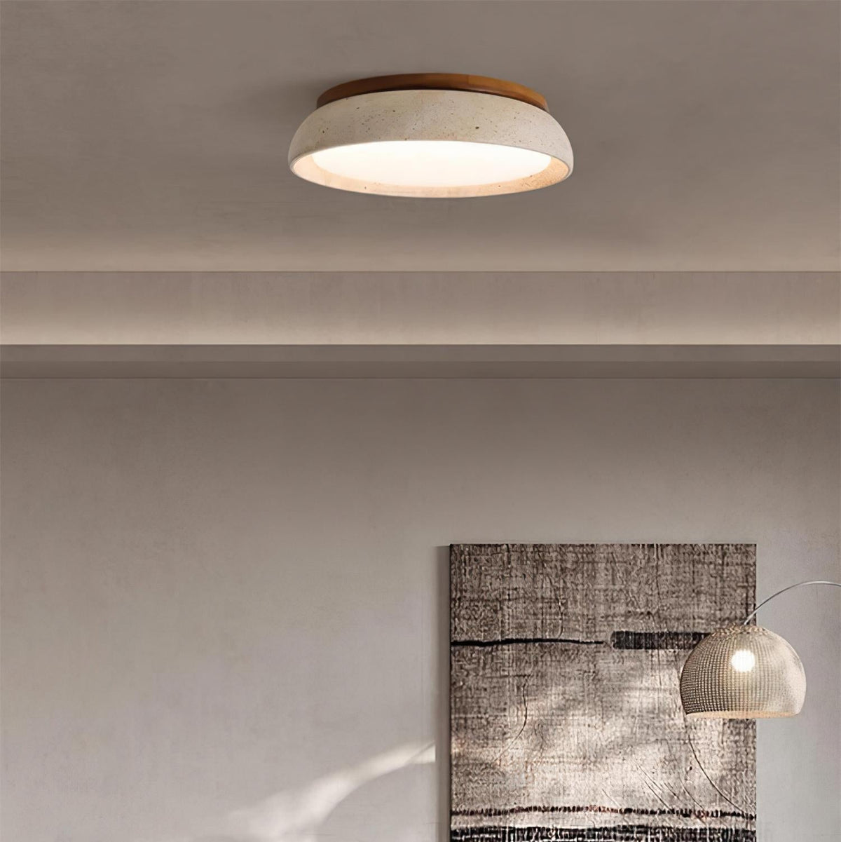 Carrara Travertine Stone Flush Mount Ceiling Light