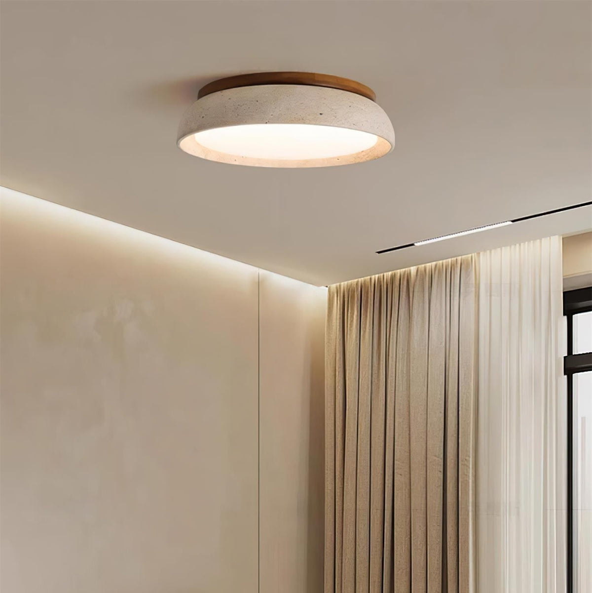 Carrara Travertine Stone Flush Mount Ceiling Light