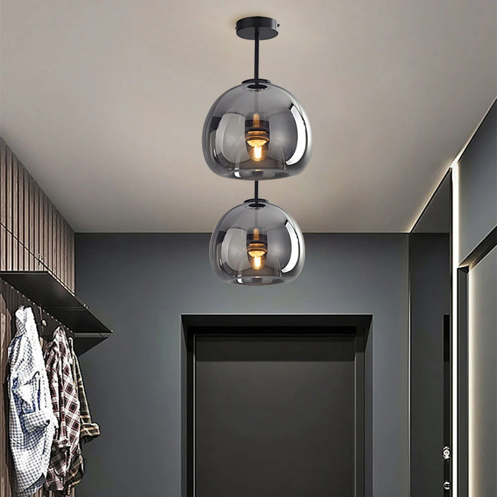Noraya | Modern Copper Glass Ceiling Light with E27 Fitting for Hallway and Bedroom Lighting