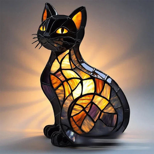Artistic Stained Cat Table Lamp