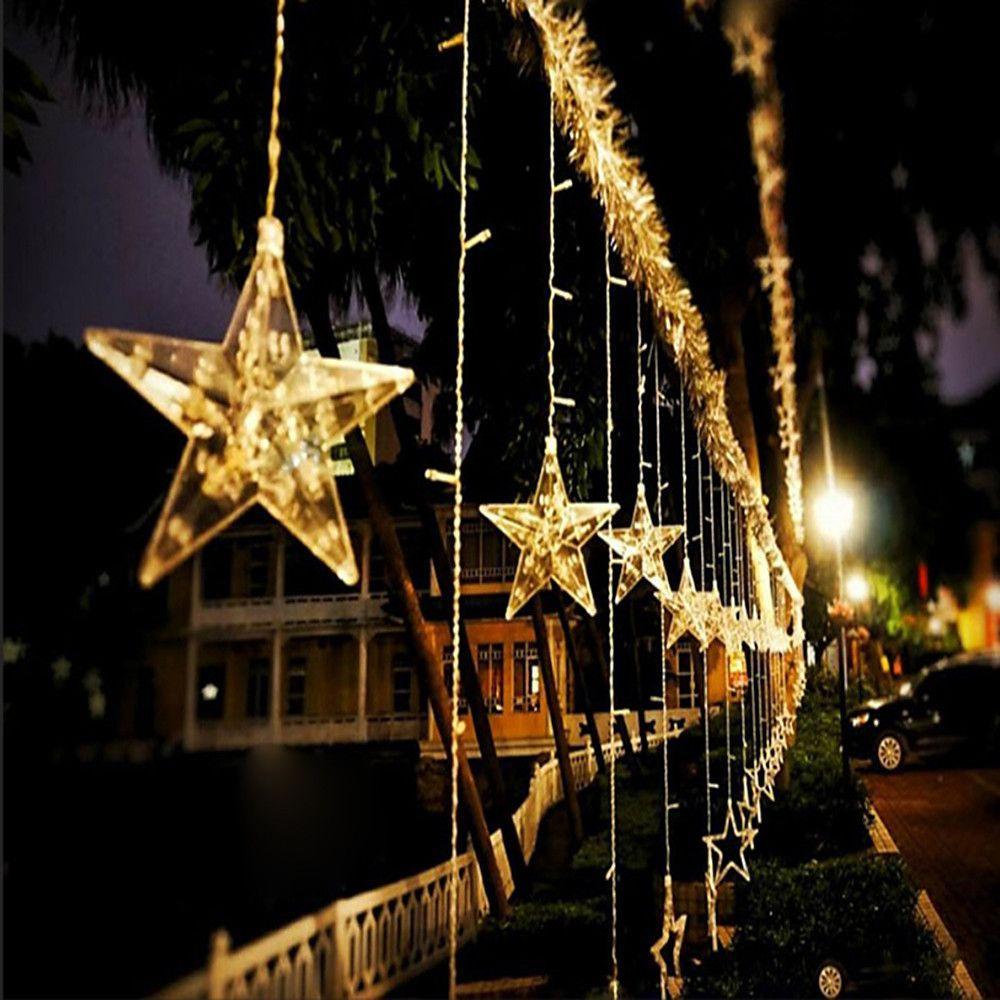 Star Curtain Lights — Acrylic Star LED Christmas Window Lights, 8 Modes
