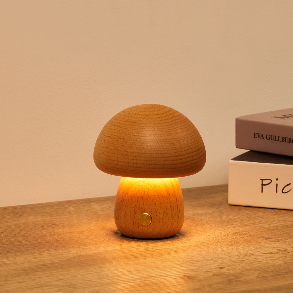 Juniper Wooden Mushroom Table Lamp
