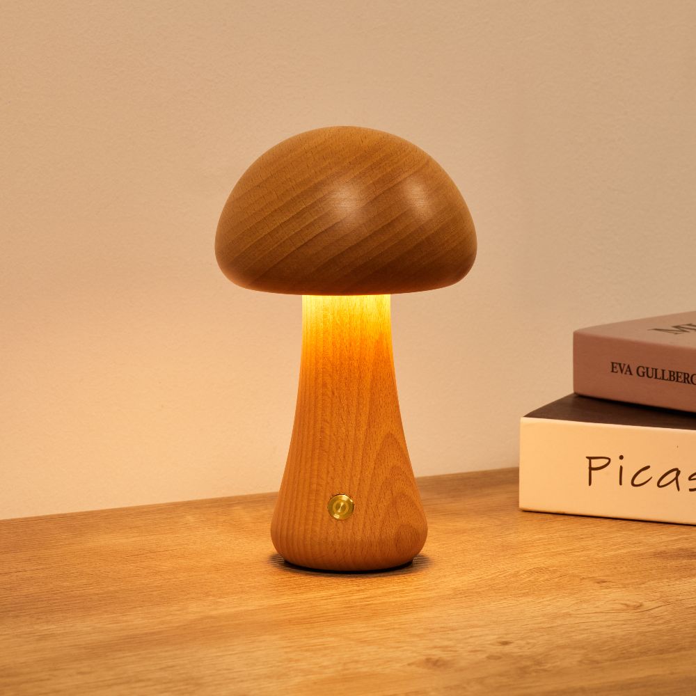 Juniper Wooden Mushroom Table Lamp