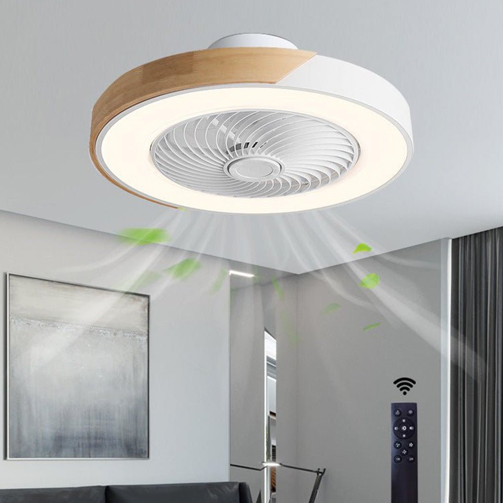 Flush Ceiling Fan with Light and Remote LED Bladeless Light
